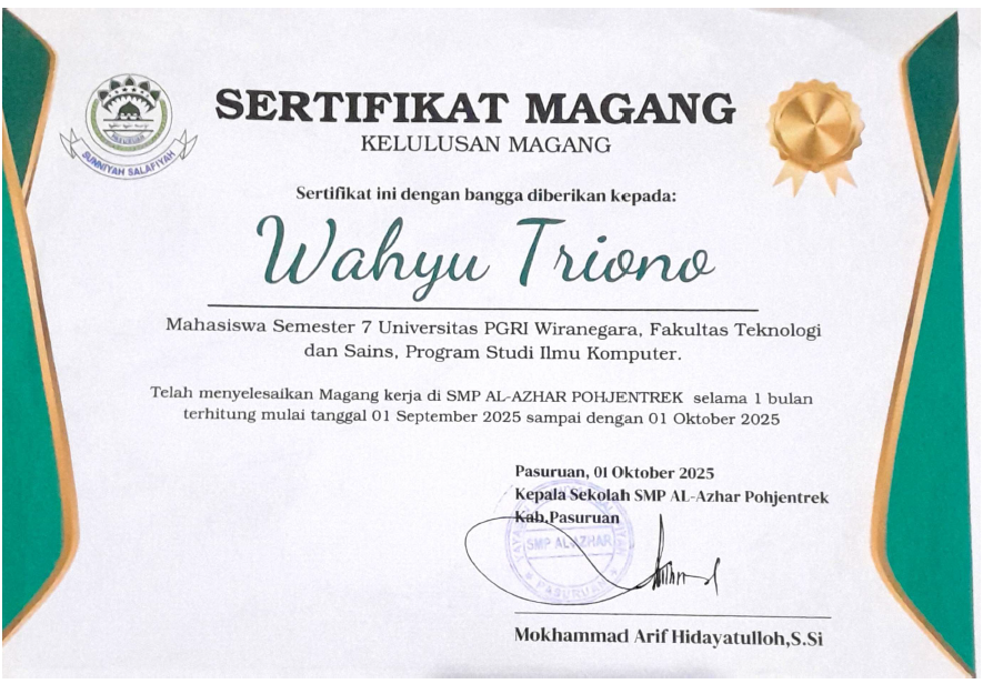 Sertifikat Magang